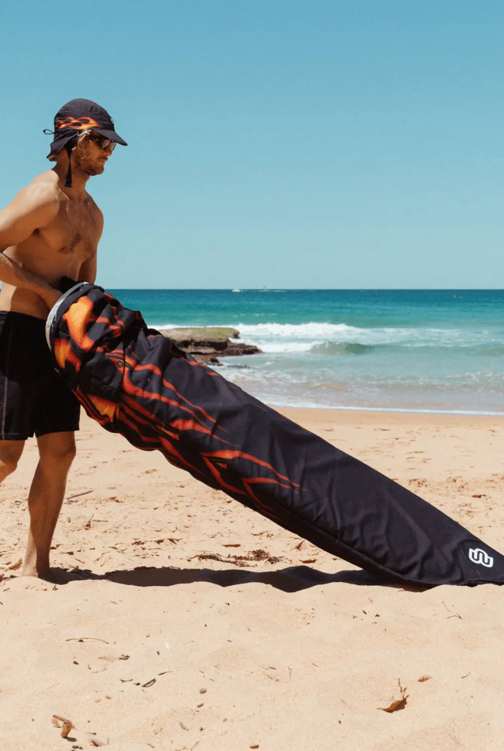Flames -  Boardsox Canvas Surfboard Cover – Mid length Surfboard   - BOARDSOX®BoardSox Surfboard Cover